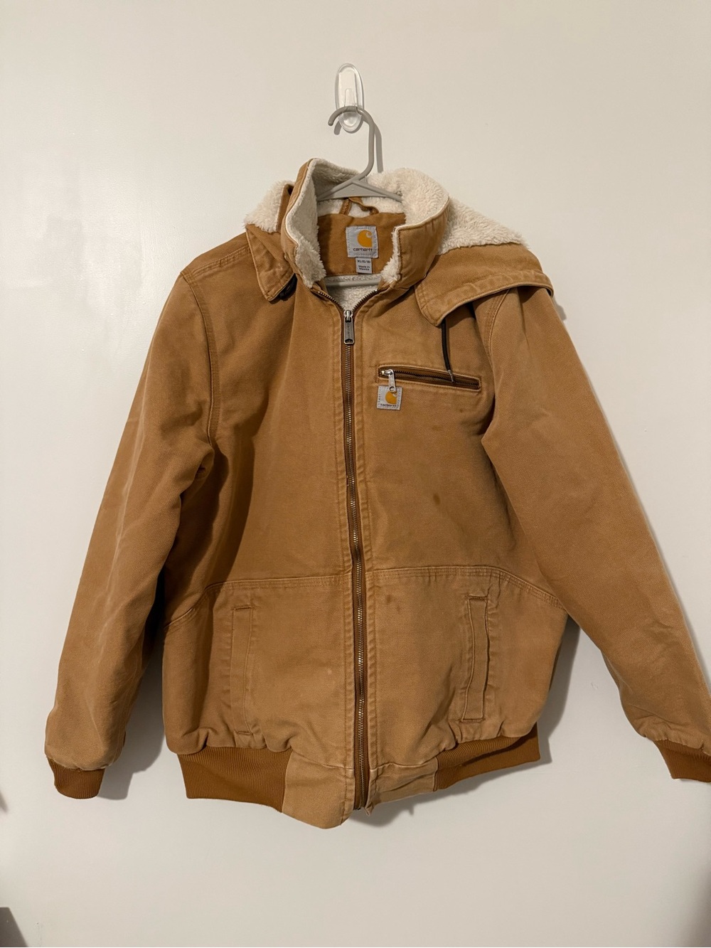 Carhartt Tan Sherpa-Lined Bomber Jacket